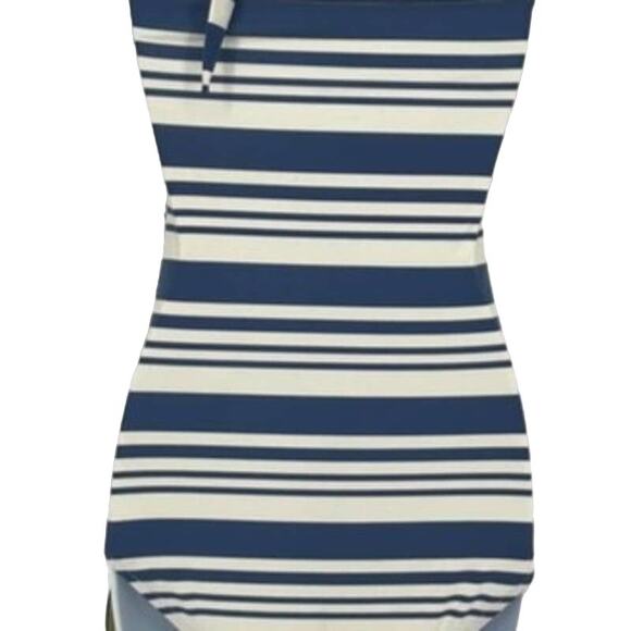 Swimsuit Traditional Gathered Stripped One Piece in Blue and White Size Med - Picture 5 of 6